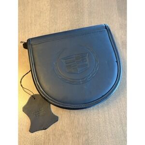 Cadillac Embossed Black Leather Zippered DVD Case 12 CD Holder